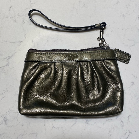 Coach Handbags - COACH Wristlet 7” x 4.5” pocket inside metallic color vintage